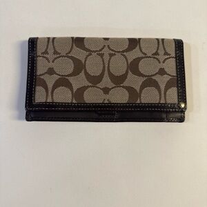 *COACH Signature checkbook case holder wallet Brown